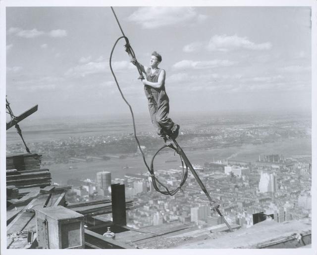 Fearless Worker Atop The Empire State Building In 1931.